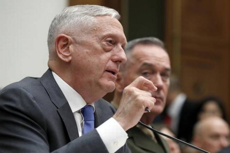 efence Secretary Jim Mattis (left), with Joint Chiefs Chairman Gen. Joseph Dunford, testify on the FY2019 budget during a hearing of the House Armed Services Committee on Capitol Hill, on Thursday, in Washington.   | Photo Credit: AP