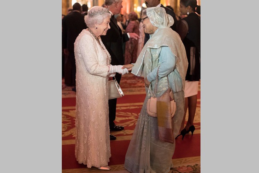 Hasina, Queen greet each other in London