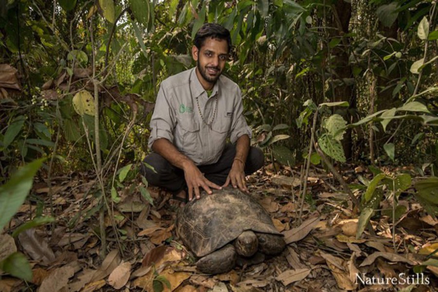 Shahriar Caesar Rahman, co-founder of the Creative Conservation Alliance, is working to preserve Asia’s largest tortoise in a remote corner of Bangladesh. Image: Courtesy