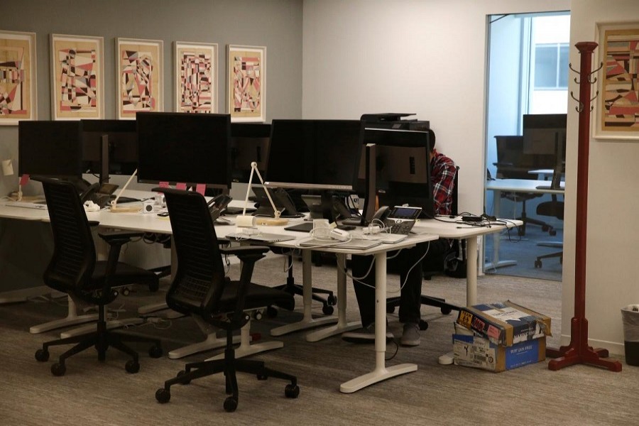 A person works on a laptop in the empty offices of Cambridge Analytica in Washington, DC, US, May 2, 2018. Reuters