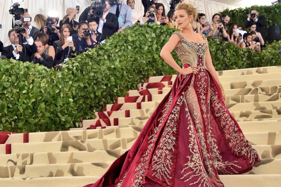 Actor Blake Lively arrives at the Metropolitan Museum of Art Costume Institute Gala (Met Gala) to celebrate the opening of “Heavenly Bodies: Fashion and the Catholic Imagination” in the Manhattan borough of NY, US on May 7. Photo: Twitter