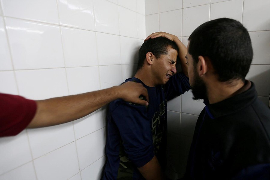 A relative of a Palestinian who was killed at the Israel-Gaza border reacts at a hospital, in the southern Gaza Strip on May 6 last - Reuters photo