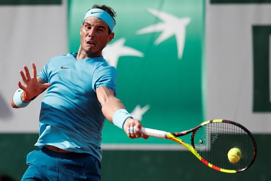 Spain's Rafael Nadal in action during his French Open second round match against Argentina's Guido Pella on Thursday - Reuters photo