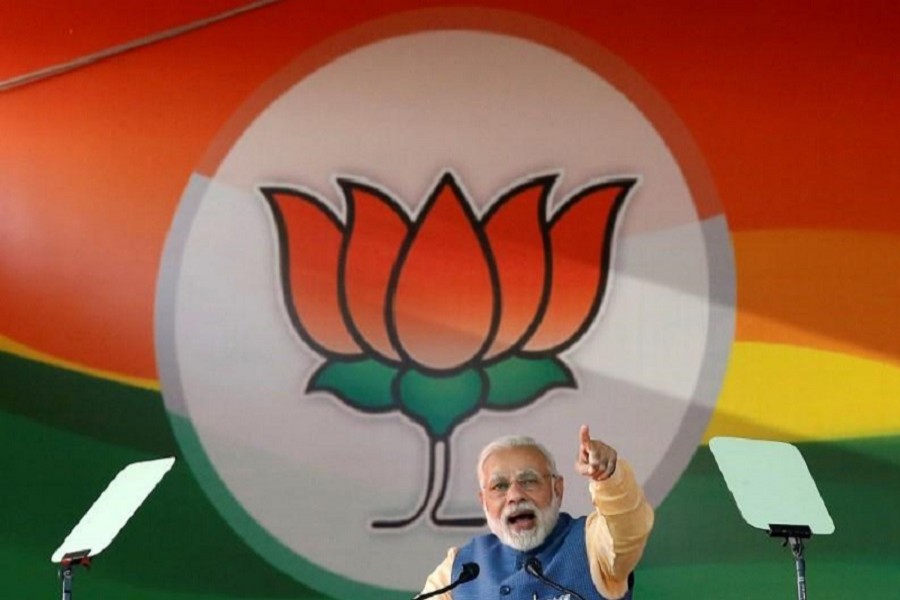 Prime Minister Narendra Modi addresses an election campaign rally ahead of the Karnataka state assembly elections in Bengaluru, India, February 4, 2018. Reuters/Files