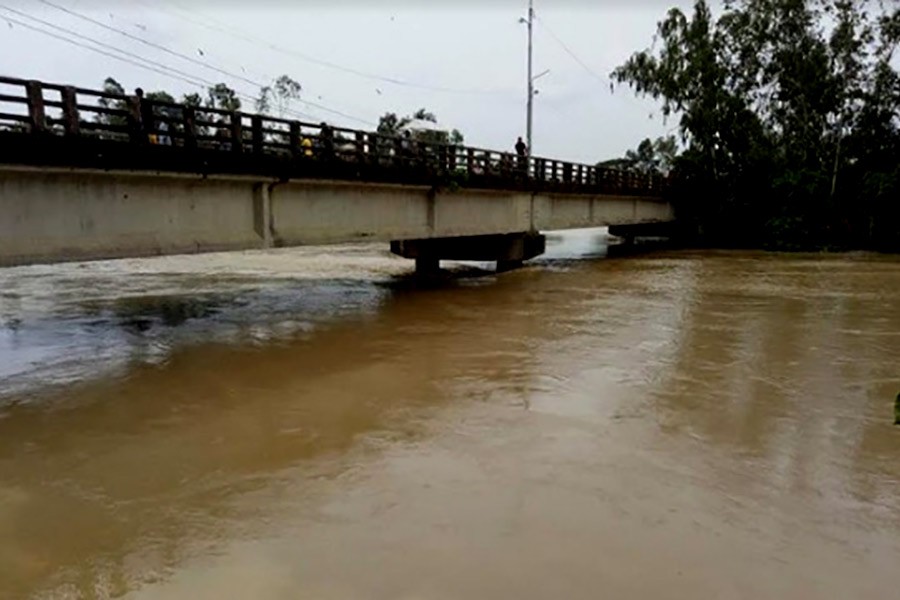 Habiganj town protection dyke under threat