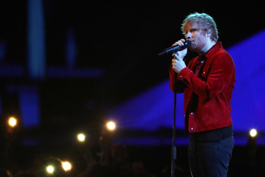 Ed Sheeran performs at the Brit Awards at the O2 Arena in London, Britain, February 21. Reuters/File photo