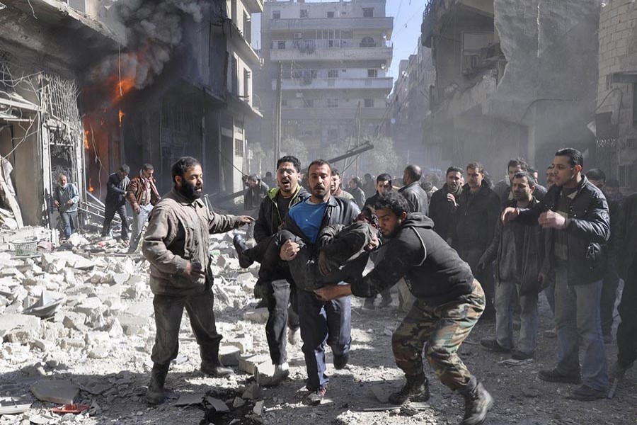 Shelling from forces loyal to President Bashar Al-Assad in Aleppo’s Bustan al-Qasr neighborhood. Reuters photo