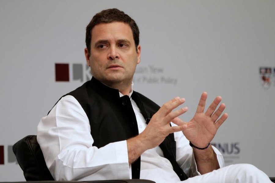 Indian opposition leader Rahul Gandhi speaking at an event