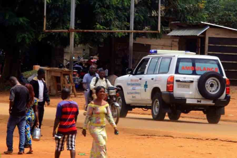 An ambulance drives through a street in the town of Beni in North Kivu province of the Democratic Republic of Congo on August 2. Reuters photo