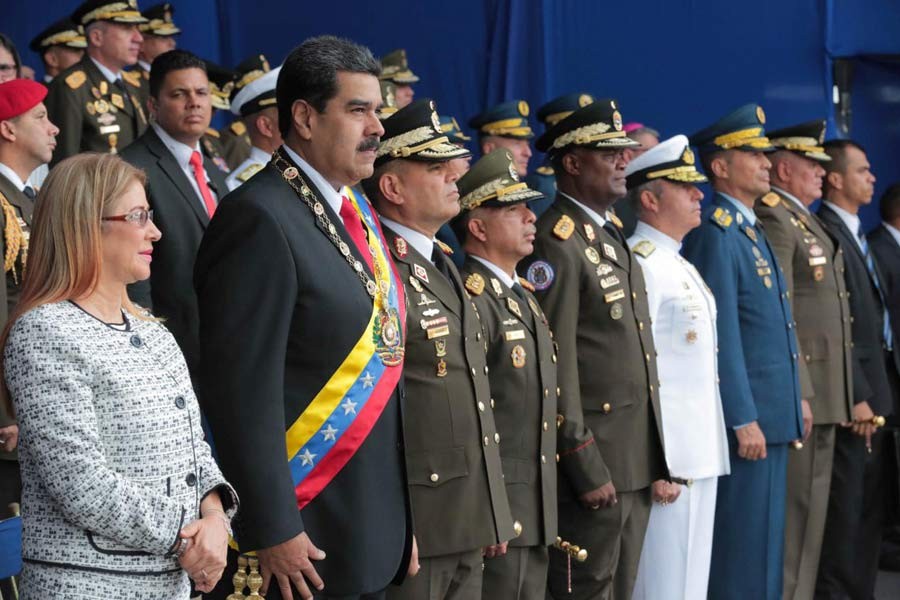 Venezuela's President Nicolas Maduro and his wife Cilia Flores attend a military event in Caracas, Venezuela, August 4, 2018 - Miraflores Palace/Handout via Reuters