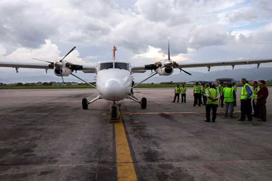 Five hurt as plane skids off runway at Kathmandu Airport