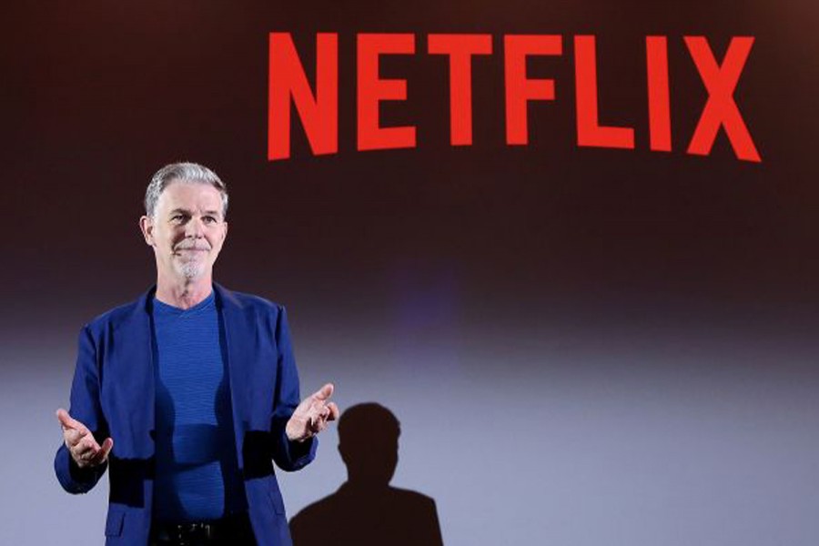 Netflix CEO Reed Hastings speaks during a programme. File photo