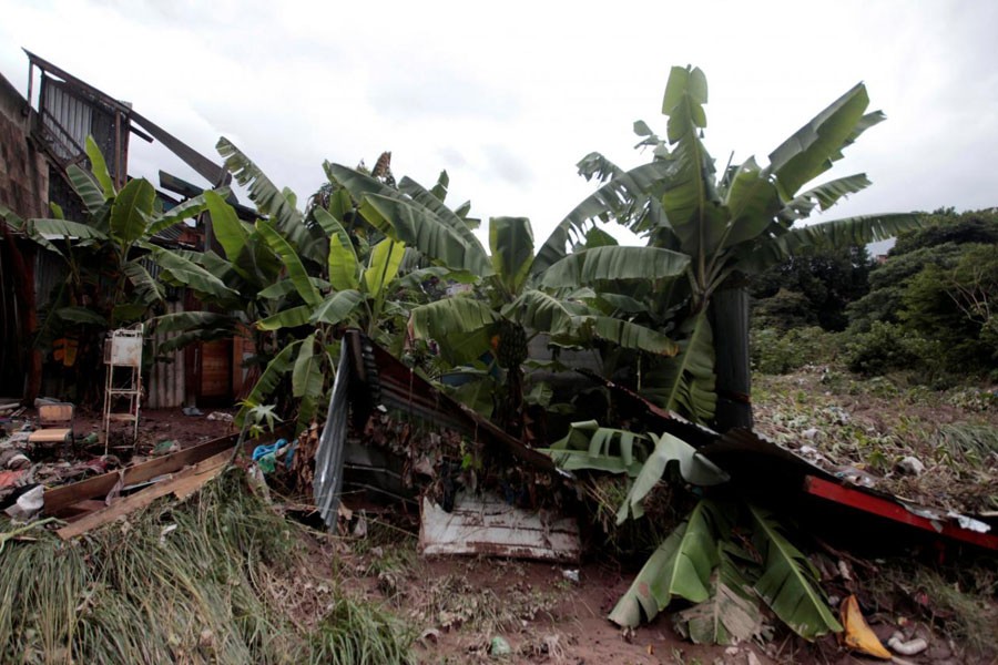 A damaged house is pictured following heavy rains in Tegucigalpa, Honduras, October 7, 2018 - Reuters