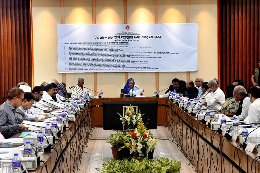 Prime Minister Sheikh Hasina presiding over the ECNEC meeting at the NEC conference room in Dhaka on Tuesday. -Focus Bangla Photo