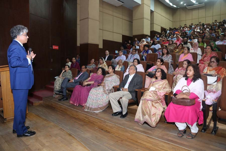 Dr. S M G Kibria, Senior Consultant, Apollo Hospitals, Dhaka is delivering speech at the seminar on breast cancer awareness at the Independent University, Bangladesh (IUB) in the capital