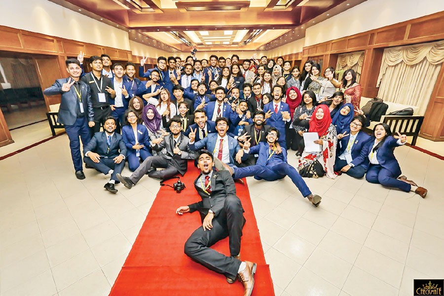 BUP Global Affairs Council club members posing for a photo during Model United Nations 2018