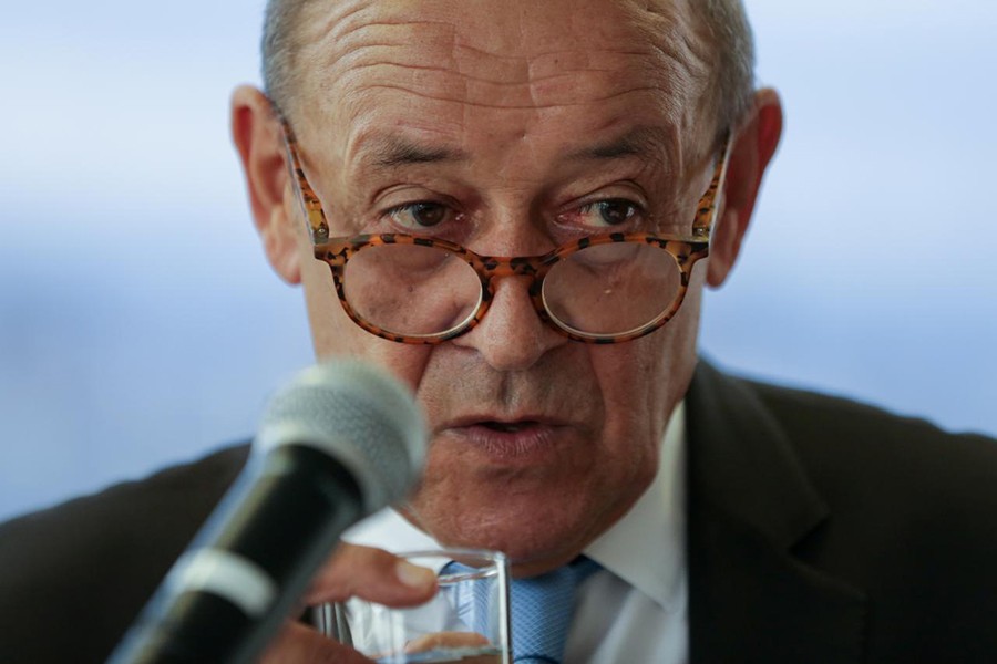 French Foreign Affairs Minister Jean-Yves Le Drian speaks during a news conference at the Permanent Mission of France to the United Nations in Manhattan, New York, US on September 24, 2018 — Reuters photo