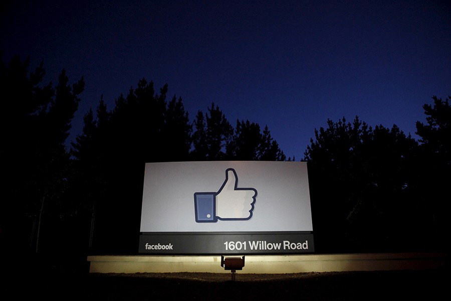 The entrance sign to Facebook headquarters is seen in Menlo Park, California in this undated Reuters photo