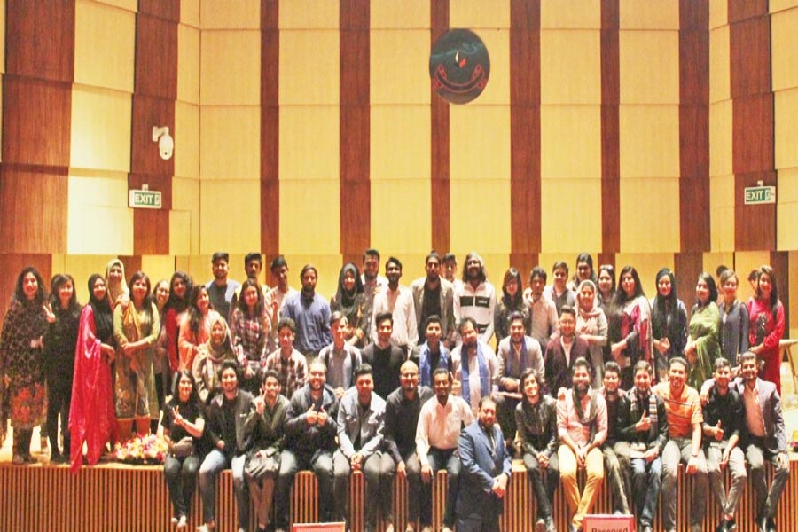 Independent University, Bangladesh Debating Club (IUBDC) members and alumnus during award giving  ceremony for United Asian Debating Championship (UADC)