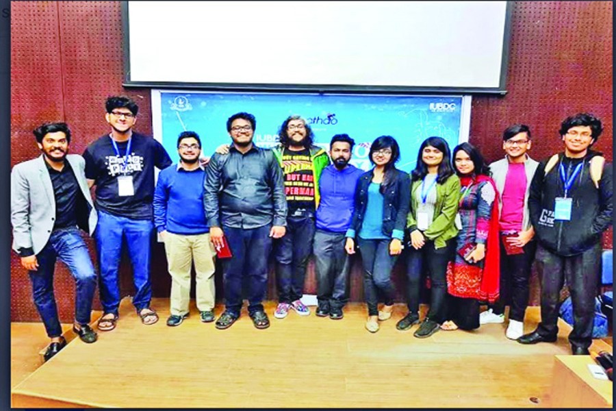 The adjudication core with the Equity Committee and the President of Independent University, Bangladesh Debating Club at the closing ceremony of Wordplay 3.0