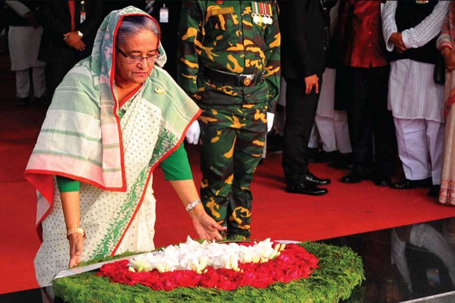 Hasina pays homage to Bangabandhu