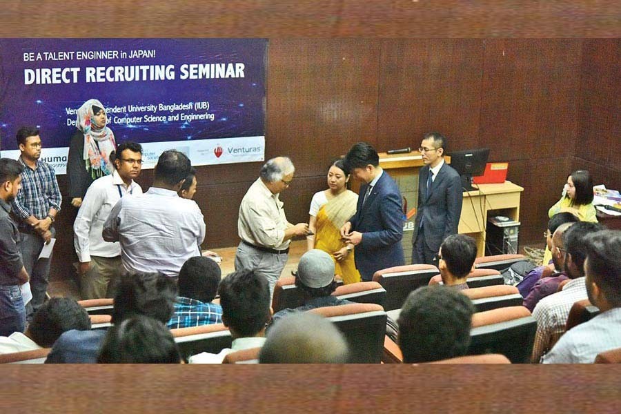 A direct recruiting seminar titled 'Work and Settle in Japan' was organised at Independent University, Bangladesh (IUB) recently