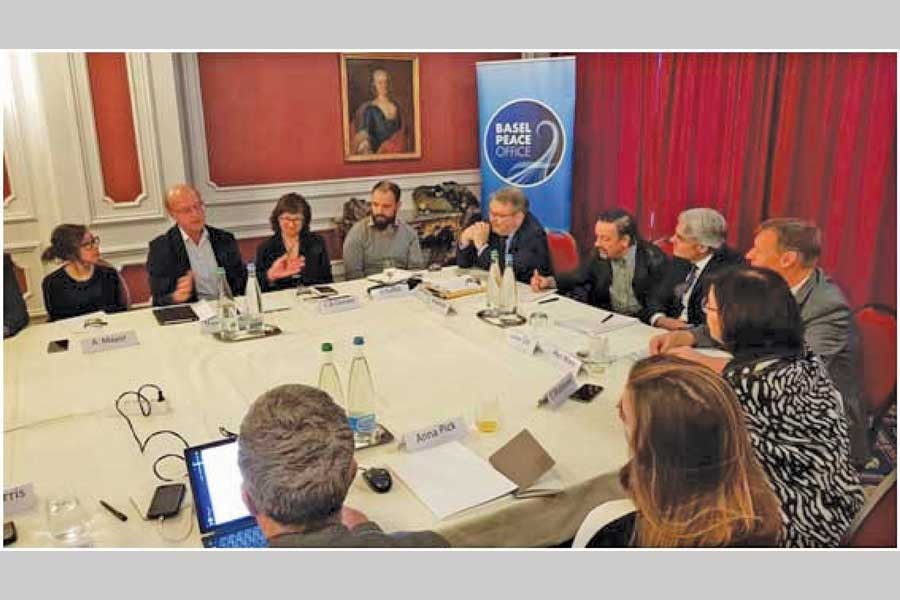 Thore Vestby, Vice-President of Mayors for Peace, speaking at the European regional meeting of parliamentarians and city leaders in Basel, Switzerland on Jan 15, 2019