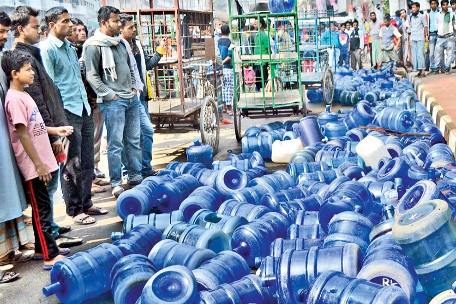 BSTI destroys below par water jars from city restaurants