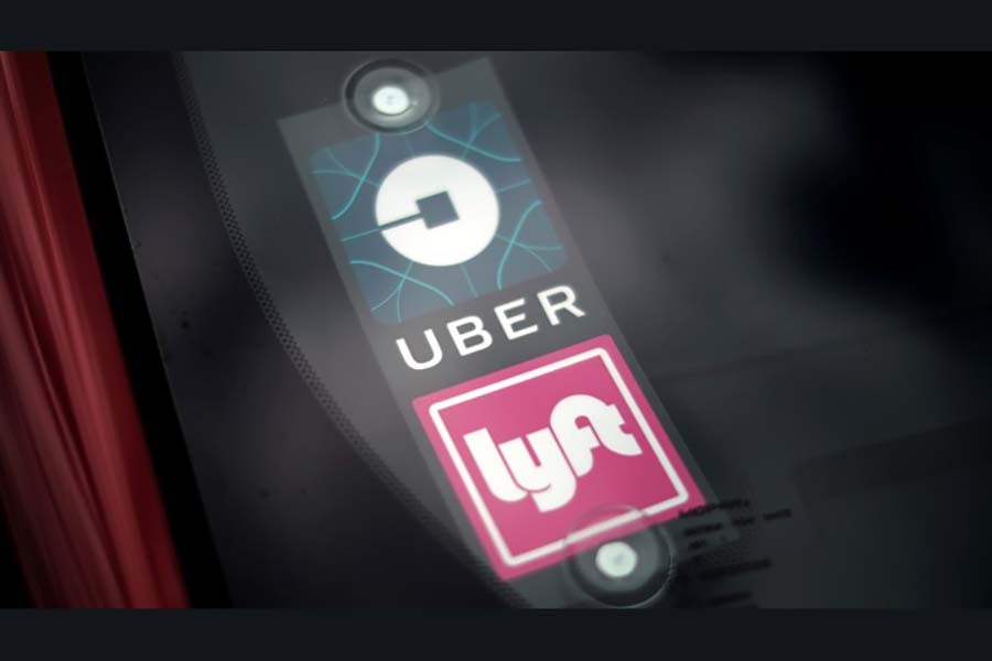 A Lyft and Uber sticker