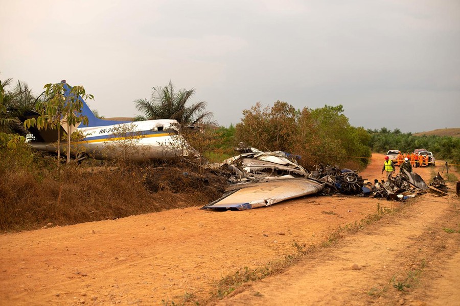 Wreckage is seen from a Douglas DC-3 passenger aircraft which crashed on the Colombian plains province of Meta, San Martin, Colombia on March 9, 2019 — Reuters photo