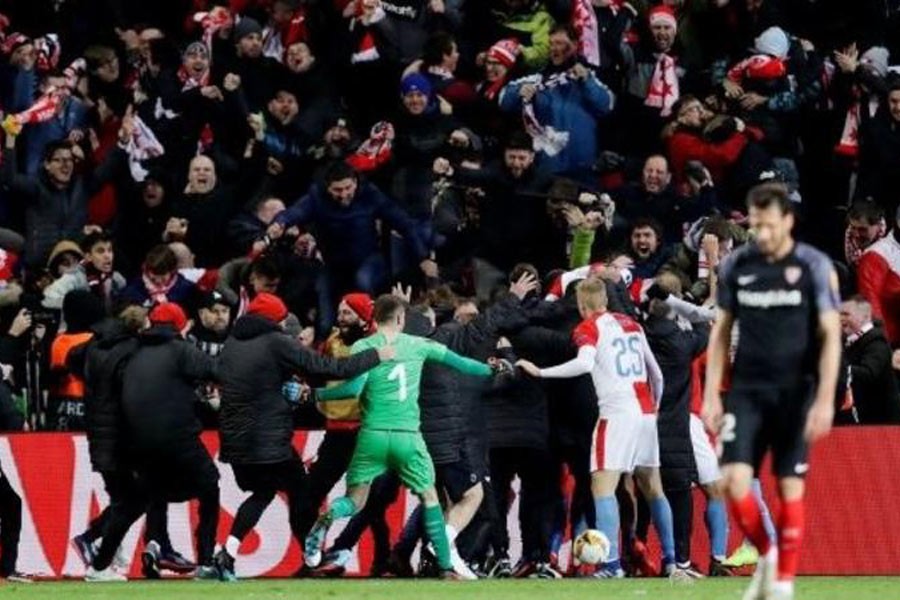 Europa League: Slavia Prague knocks out five-time winners Sevilla