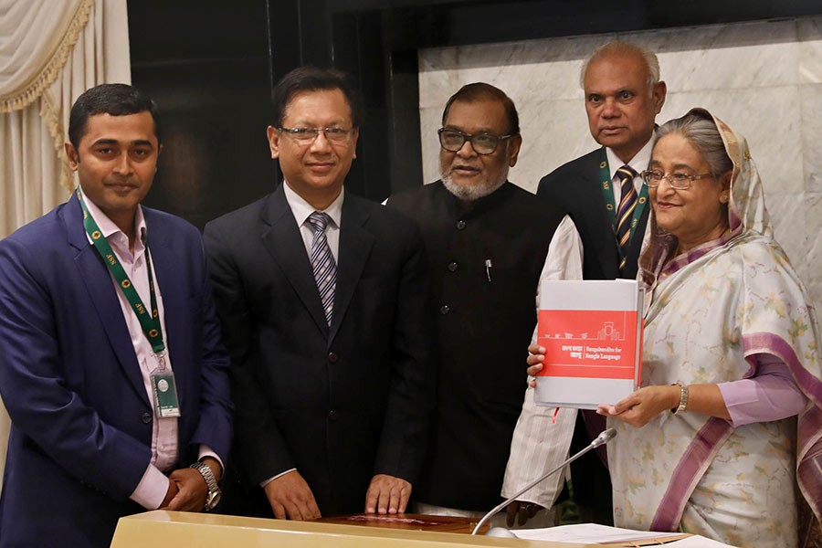 PM unveils cover of ‘Bangla Bhashar Bangabandhu’