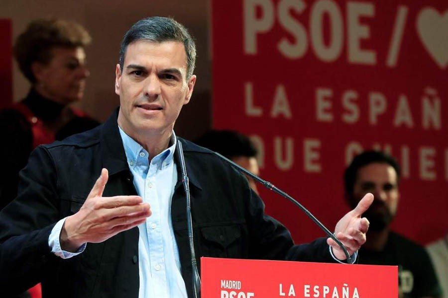 MADRID: Prime Minister Pedro Sánchez adreesing a election campaign rally	— Internet