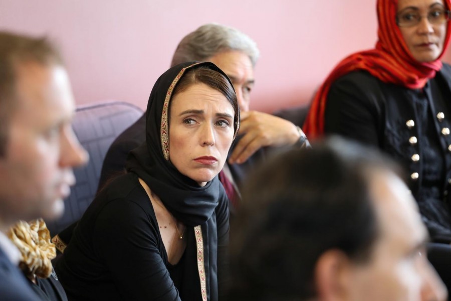 New Zealand Prime Minister Jacinda Ardern meets representatives of the Muslim community at Canterbury refugee centre in Christchurch, New Zealand March 16, 2019 - New Zealand Prime Minister's Office/Handout via Reuters