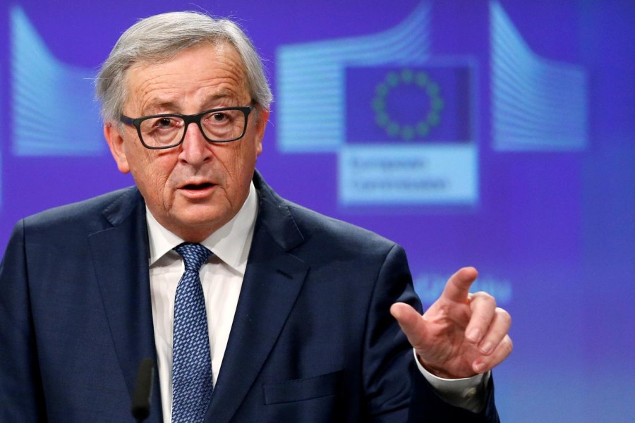 European Commission President Jean-Claude Juncker addresses a news conference at the EU Commission headquarters in Brussels, Belgium February 14, 2018 - Reuters file photo