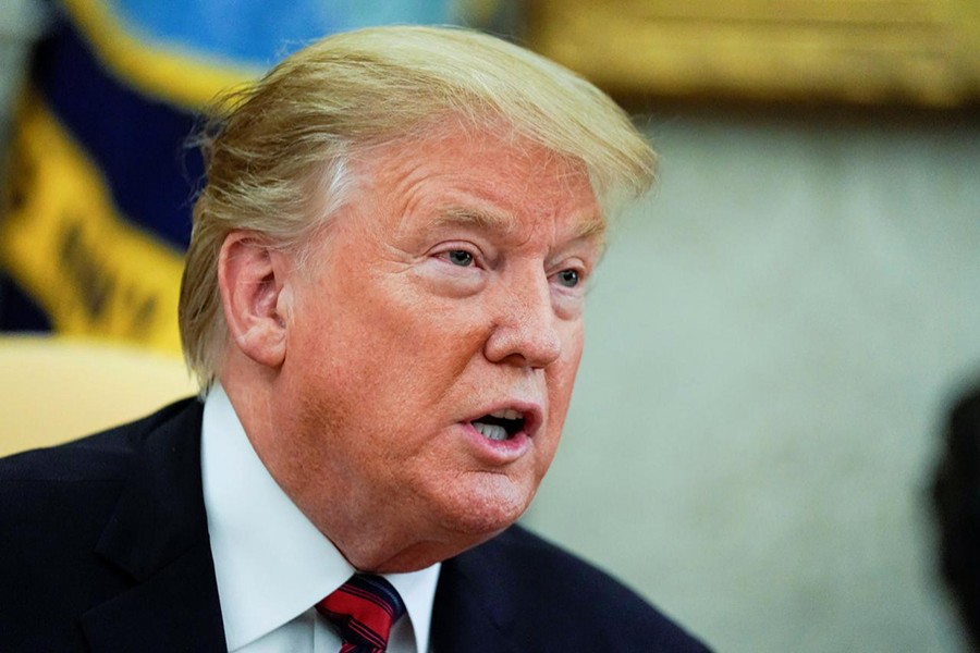 US President Donald Trump talks to reporters during a meeting with Slovakia's Prime Minister Peter Pellegrini in the Oval Office at the White House in Washington, US on May 3, 2019 — Reuters photo