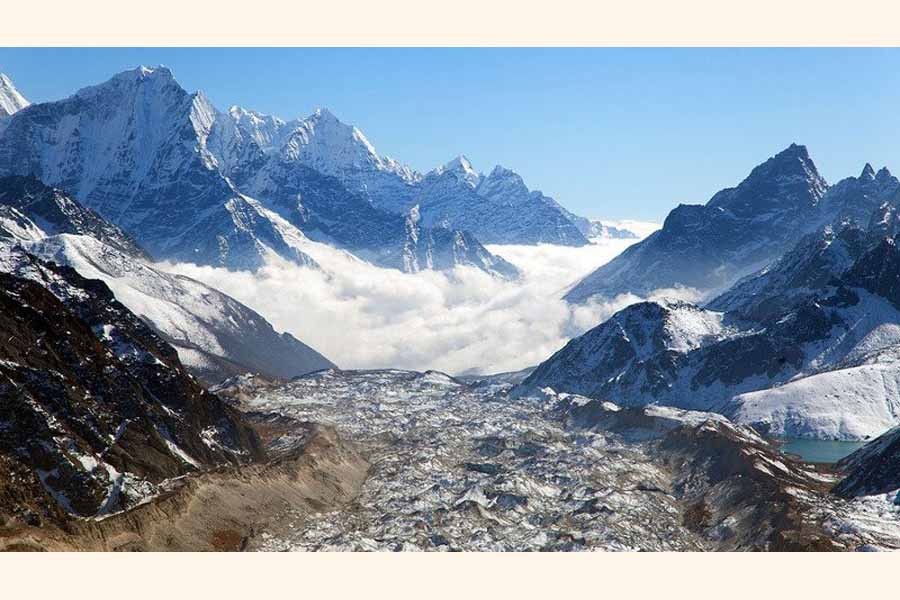 The melting glaciers on the Himalayas