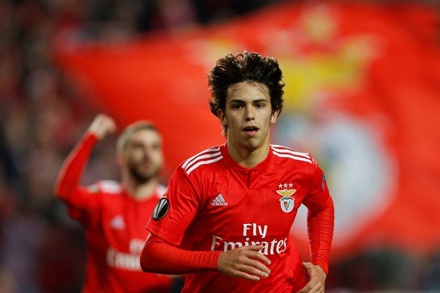 Joao Felix seen in a celebratory mood in this undated Reuters photo