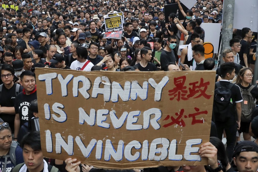 Hong Kong has seen nine consecutive weekends of anti-government protests - AP photo