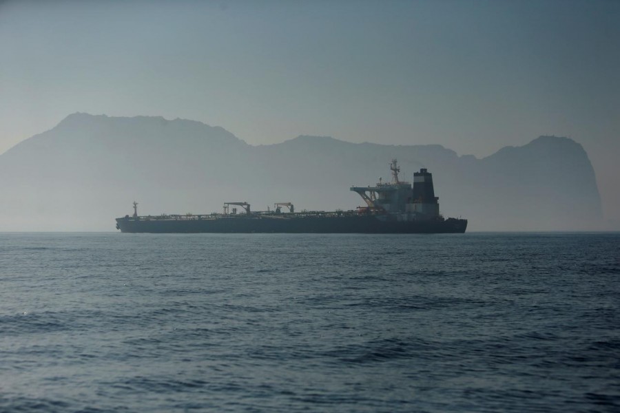 Iranian oil tanker Grace 1 sits anchored awaiting a court ruling on whether it can be freed after it was seized in July by British Royal Marines off the coast of the British Mediterranean territory, in the Strait of Gibraltar, southern Spain, August 15, 2019 - REUTERS/Jon Nazca