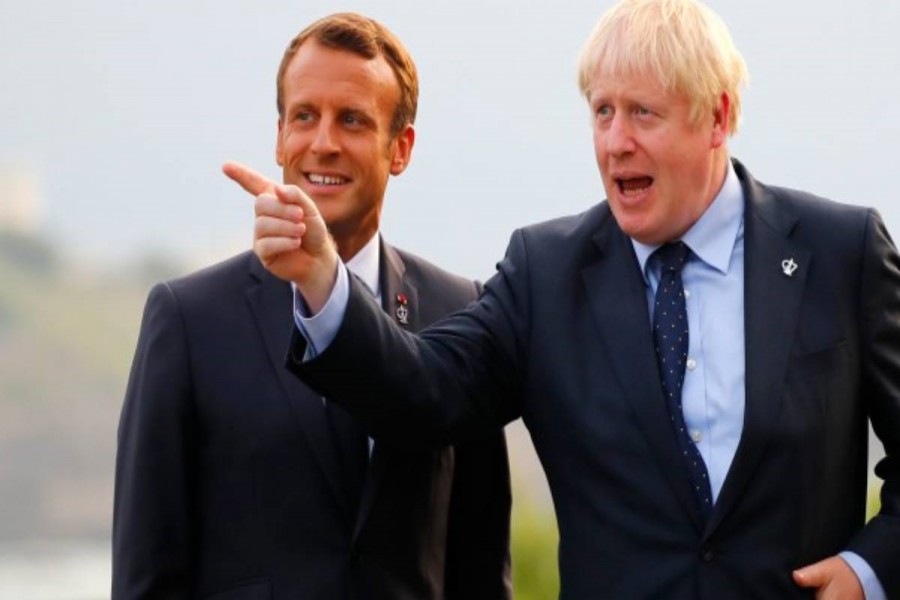 US President Donald Trump and Britain's Prime Minister Boris Johnson hold a bilateral meeting during the G7 summit in Biarritz, France, August 25, 2019. Reuters