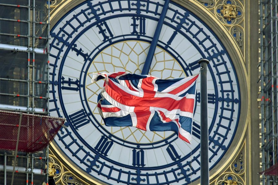 British Union Jack flag files in front of the clock face of Big Ben in London, Britain, August 29, 2019. Reuters/Files