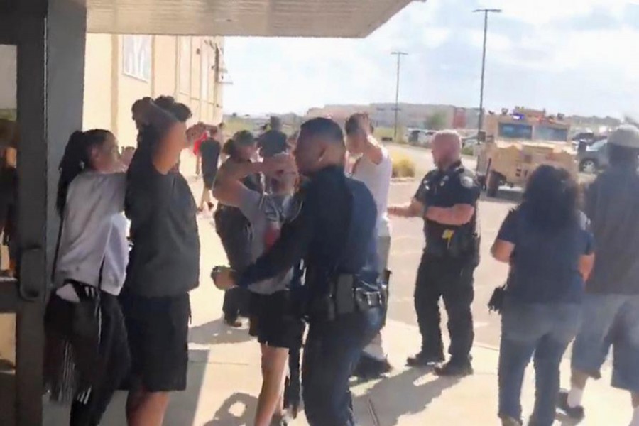 People are evacuated from Cinergy Odessa cinema following a shooting in Odessa, Texas, US in this still image taken from a social media video on August 31, 2019 — Rick Lobo via Reuters