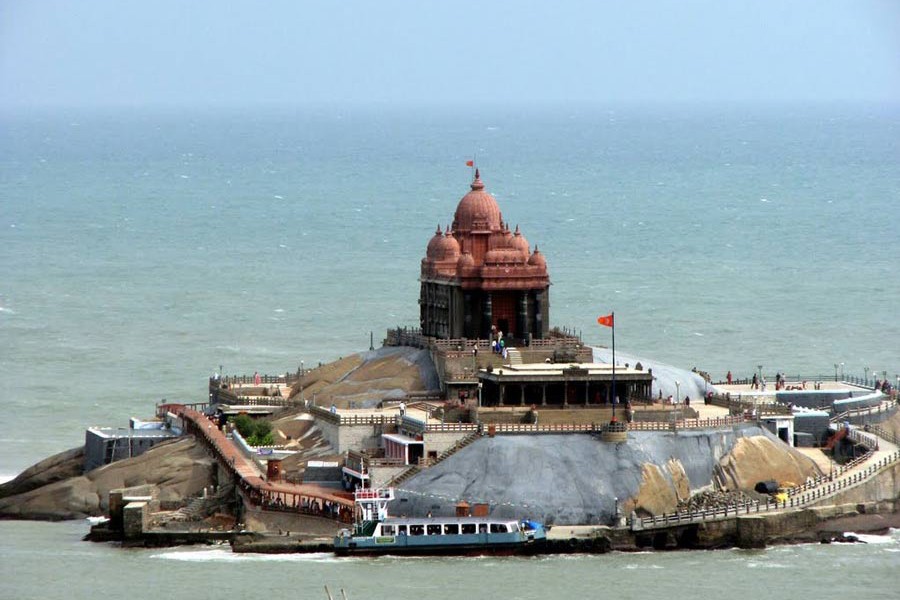 Both sunrise and sunset elude us at Kanyakumari