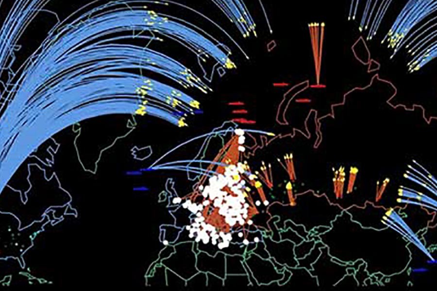 A new simulation depicts the consequences of a US-Russian nuclear exchange. — Credit: Program on Science and Global Security, Princeton University