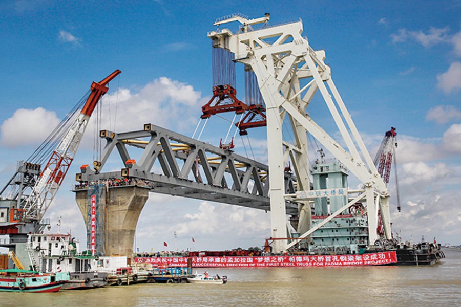 2,250 metres of Padma Bridge visible as 15th span installed
