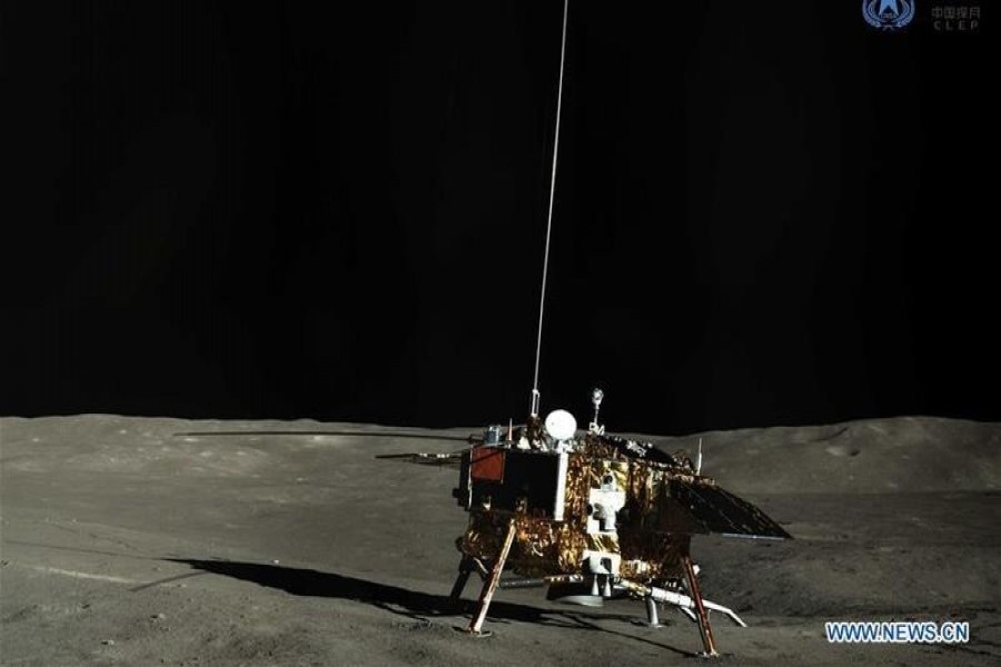 This undated photo shows China's lunar rover Yutu-2 on the far side of the moon — China National Space Administration via Xinhua)