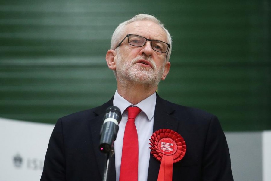 Britain's opposition Labour Party leader Jeremy Corbyn speaks after the General Election results of the Islington North constituency were announced at a counting centre in Islington during Britain's general election, London, Britain, December 13, 2019. Reuters