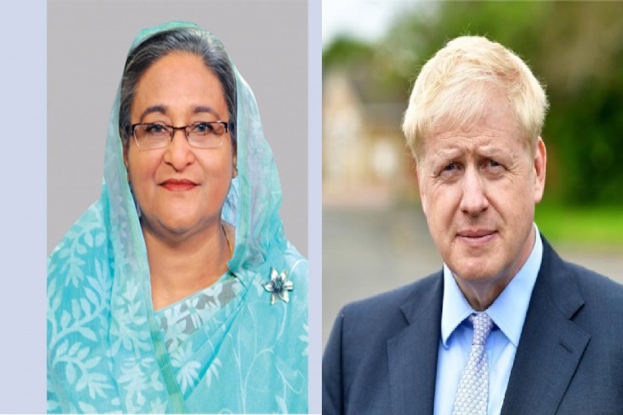 Hasina greets Johnson; seeks support for Rohingya repatriation