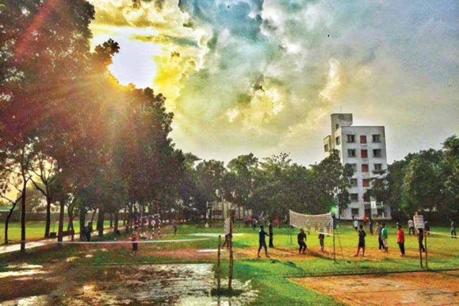 Students of BRAC University playing during their residential semester